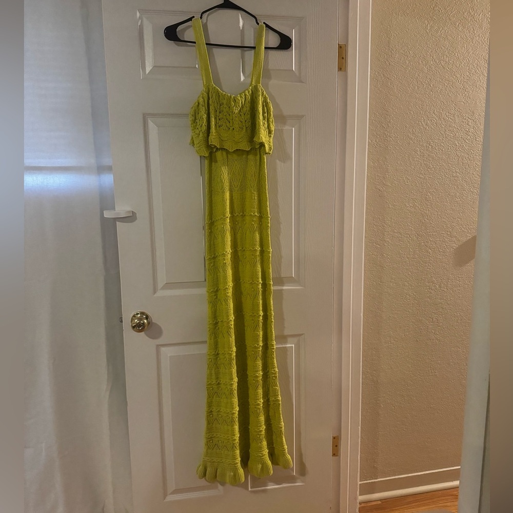 Maxi green crochet dress